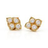 Cartier 18k Yellow Gold Diamond Vintage Inde Mystérieuse Stud Earrings