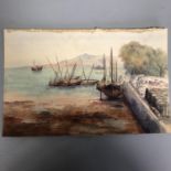 Antique Original Watercolour Signed Solomon Abraham Indian Seascape Scene 1914