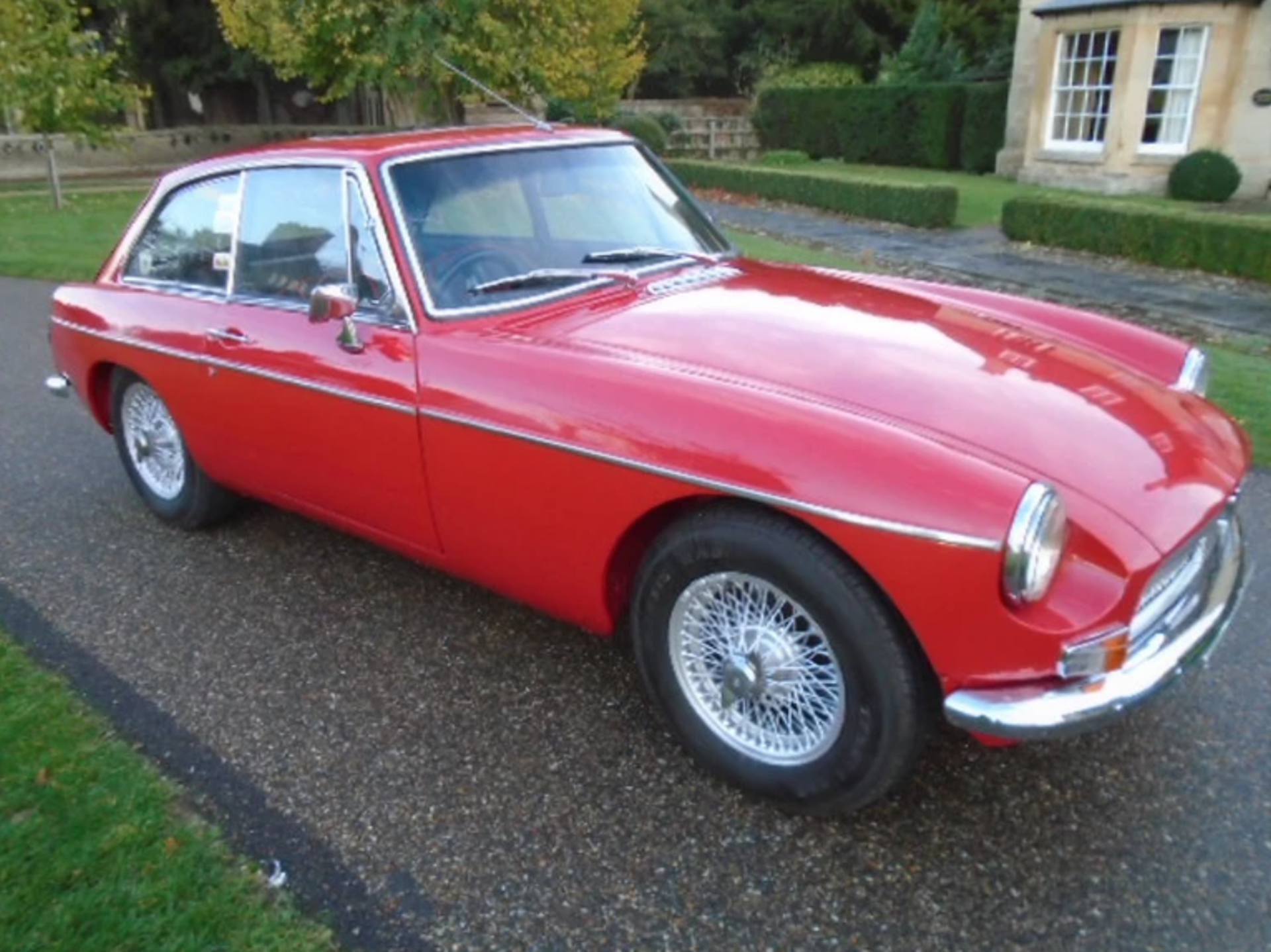 1968 MG B GT Chrome Bumper with Wire Wheels.