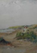 Original watercolour by Scottish artist Tom Patterson "Child on the beach"