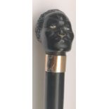 19Th Century African Folk Ebony Walking Stick