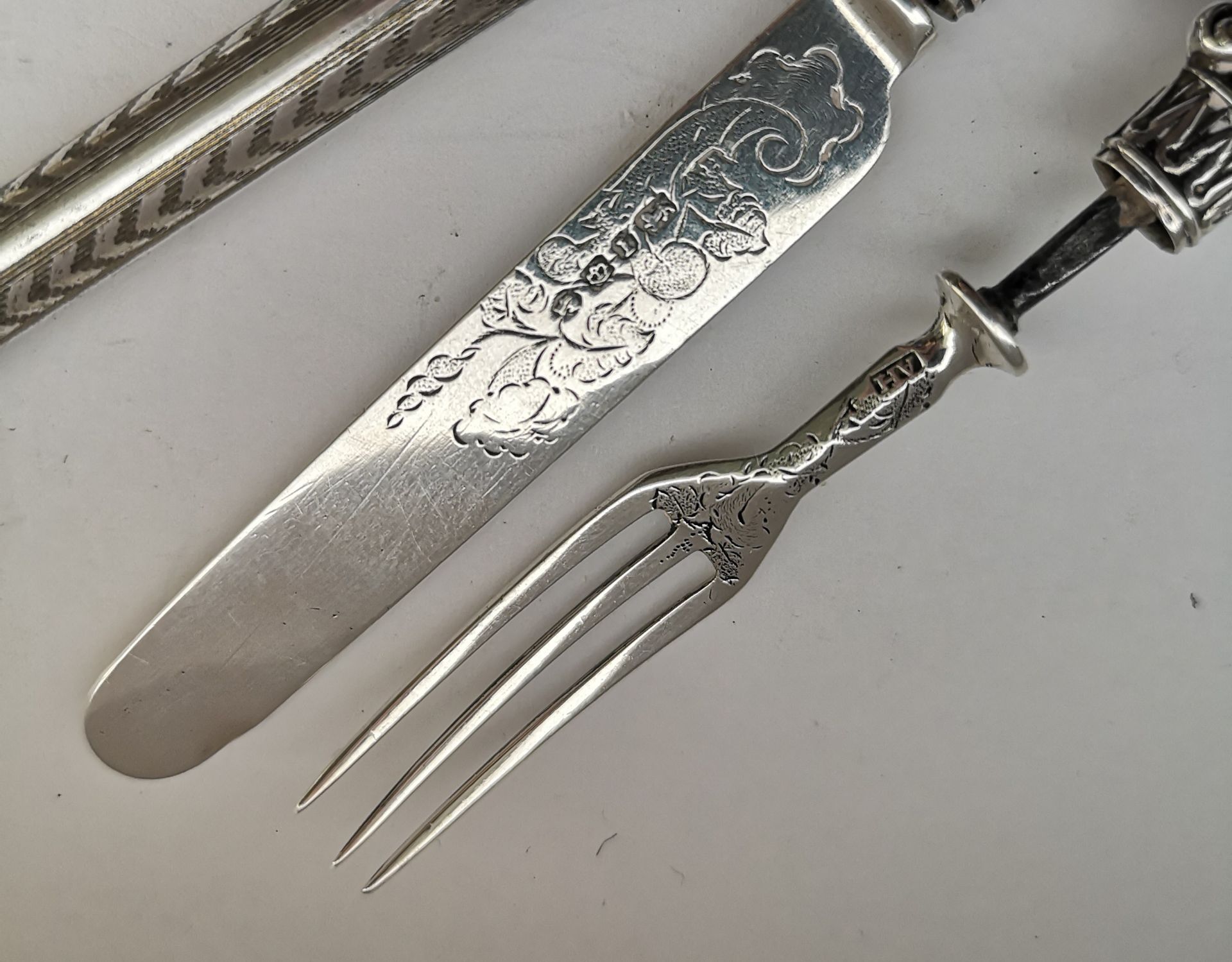 Group Of Pens And A Silver Knife And Fork - Image 2 of 2