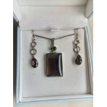 Pair Of Art Deco Silver Earrings And Pendant