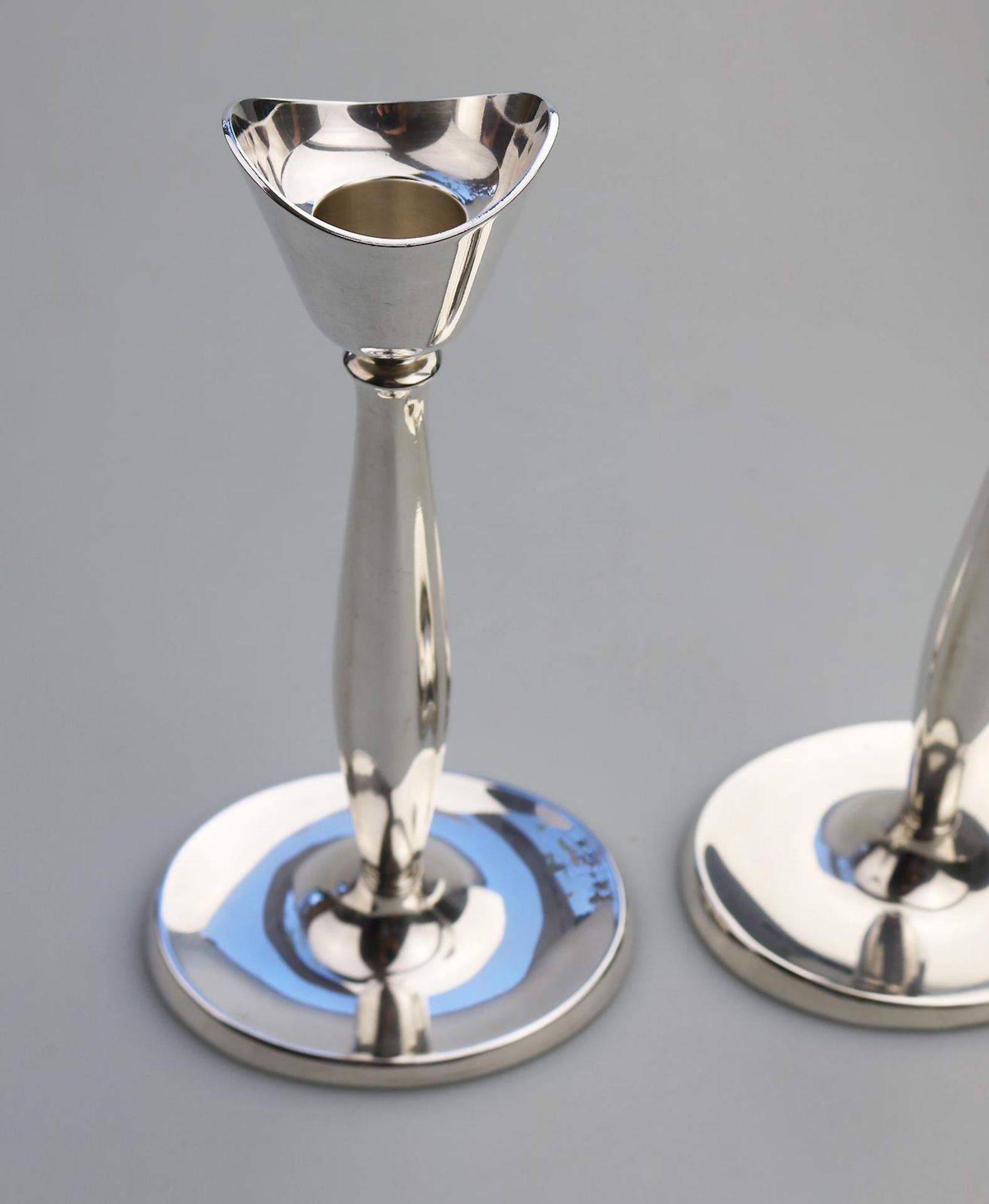 Retro Silver Plate : pair Modernist Candlesticks by Cohr of Denmark C.1950's - Image 3 of 5