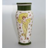 Large Doulton Lambeth Faience Vase Margaret E Thomson Mucha style C.1900