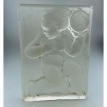 Art Deco Glass Interior Design rare Cherub Panel signed AH C.1920-30's