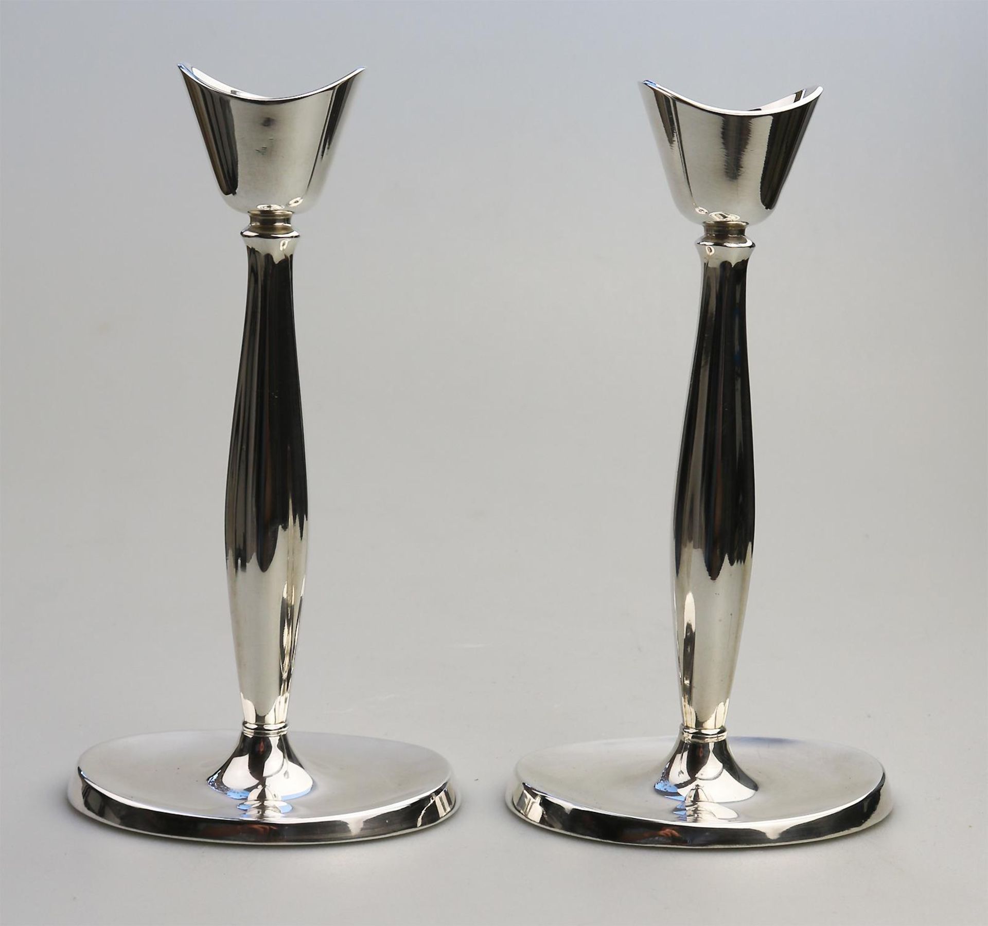 Retro Silver Plate : pair Modernist Candlesticks by Cohr of Denmark C.1950's - Image 2 of 5