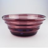 Whitefriars Art Glass : Barnaby Powell amethyst Ribbed Bowl C.20th