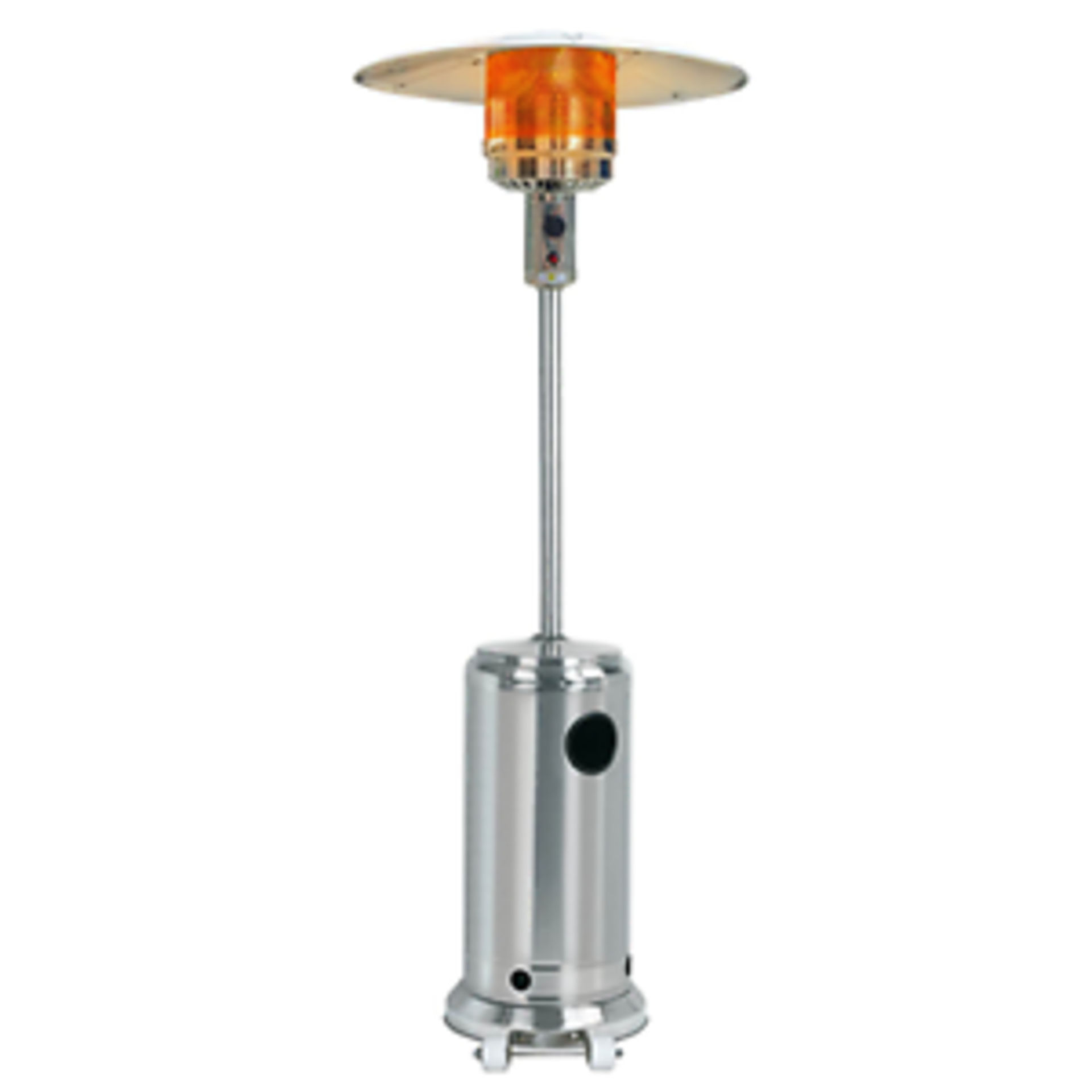 1 x Brand New & Boxed 13KW Stainless Steel Gas Patio Heater C/W regulator and wheels.