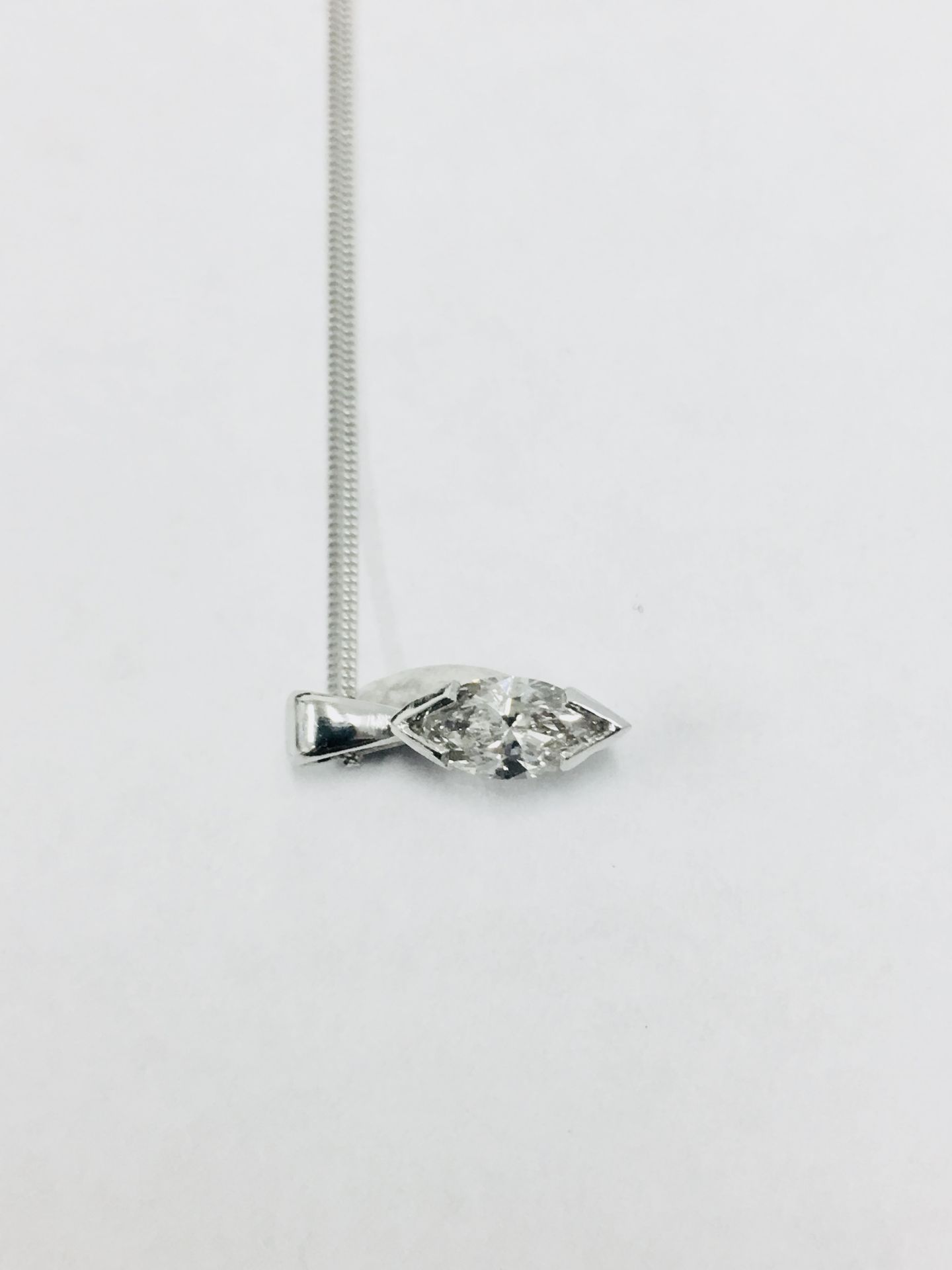 0.45ct diamond pendant with a marquise diamond. H colour and si1 clarity. 2 claw setting with - Image 2 of 2