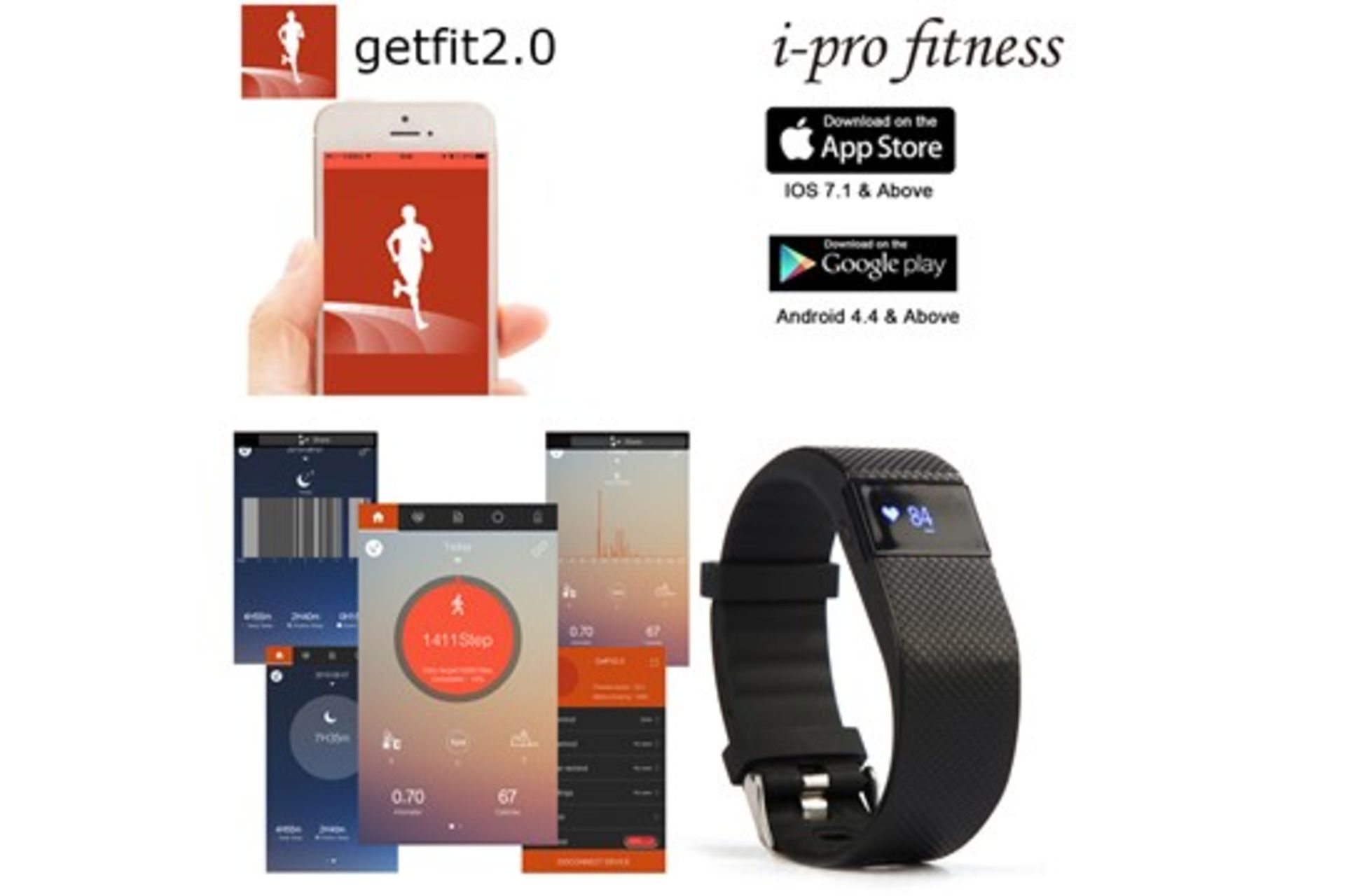 Trade Lot 50 X Units Fitness Tracker I-Pro Fitness, Bluetooth 4.0 Sports Smart Bracelet*** Fitness