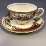 Myotts "Chelsea Bird" Teacup and Saucer Red Exotic Bird Design