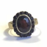 Antique 18ct Gold Fully Hallmarked Garnet Cluster Ring - Size L - 3.75 grams