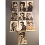 Group of 10 antique postcards featuring Hollywood Movie Stars etc