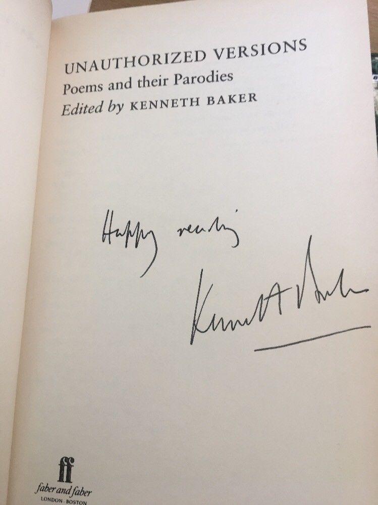 SIGNED COPY: KENNETH BAKER - Unauthorized Versions: Poems and Their Parodies - Image 2 of 4