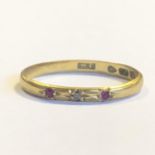 Antique 22ct Gold Fully Hallmarked Ruby & Diamond Gypsy Band Ring - Size M