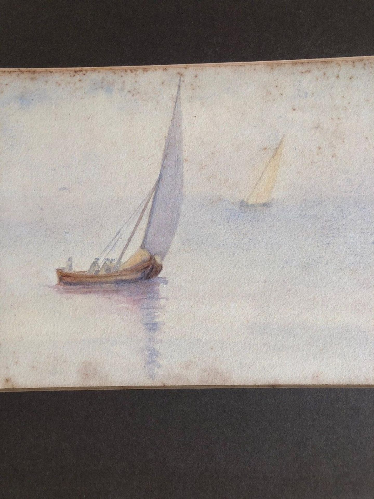 Antique Original Watercolour SOLOMON ABRAHAM Seascape Boats 1915 - Image 5 of 5