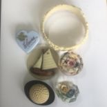 A Collection of Vintage Lucite, Early Plastic Brooches and a Celluloid Bangle