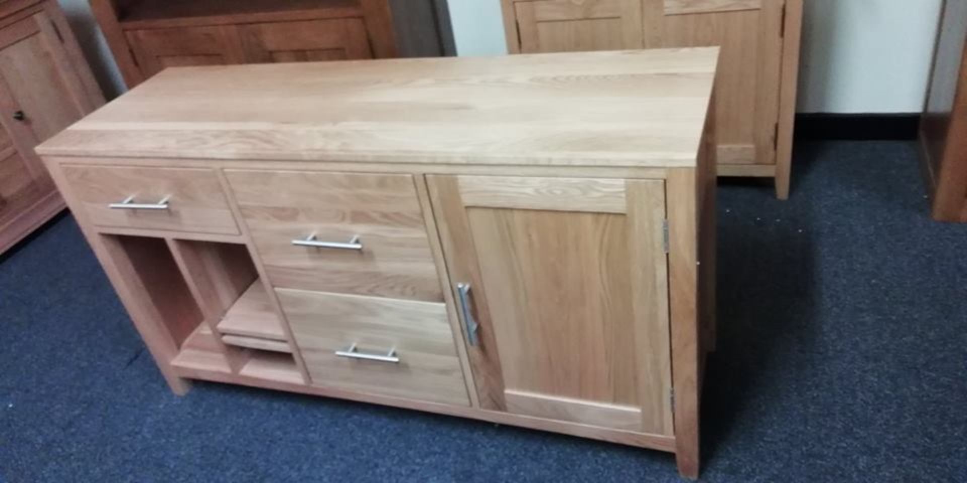 1x Hereford Oak Home Office Triple Unit - Solid Oak - Image 2 of 2