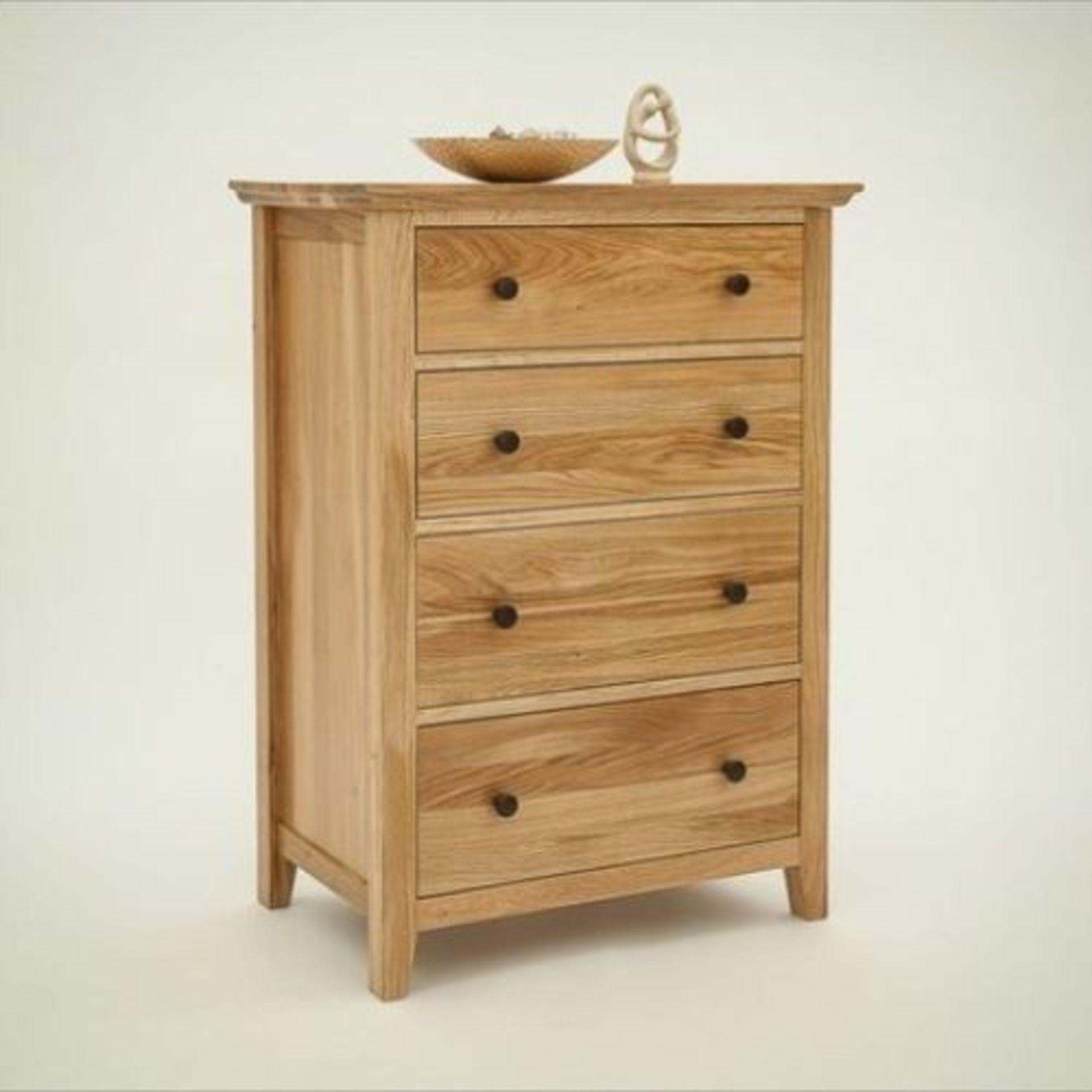 1x Hereford Rustic Oak 4 Drawer Medium Chest