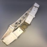 Used Military Uniform - Coldstream Guards White Leather Belt with Brass Buckle