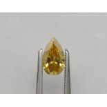 Pear-shaped diamond weighing app. 1.28ct. Colour : Yellow .Clarity :SI2