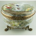 Antique French Pottery giant Empire & Gilt Jewellery Casket Box Limoges 19th .C