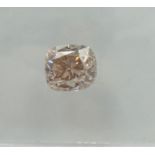 Cushion-shaped diamond weighing app. 0.91ct. Colour : Brown .Clarity :SI2