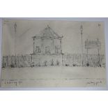 L.S.Lowry Signed Peel Park Bandstand. Dated 1961 ink on sketch pad paper.