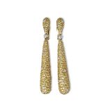 De Grisogono 18k Yellow Gold Yellow & White Diamond Gocce Drop Earrings