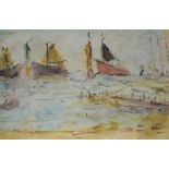 L.S.Lowry Signed Yachts in watercolour