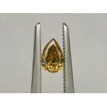 Pear-shaped diamond weighing app. 0.44ct. Colour : Yellow .Clarity :SI1