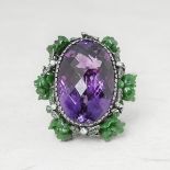 Lydia Courteille 18k White Gold Amethyst Large Flower Design Cocktail Ring