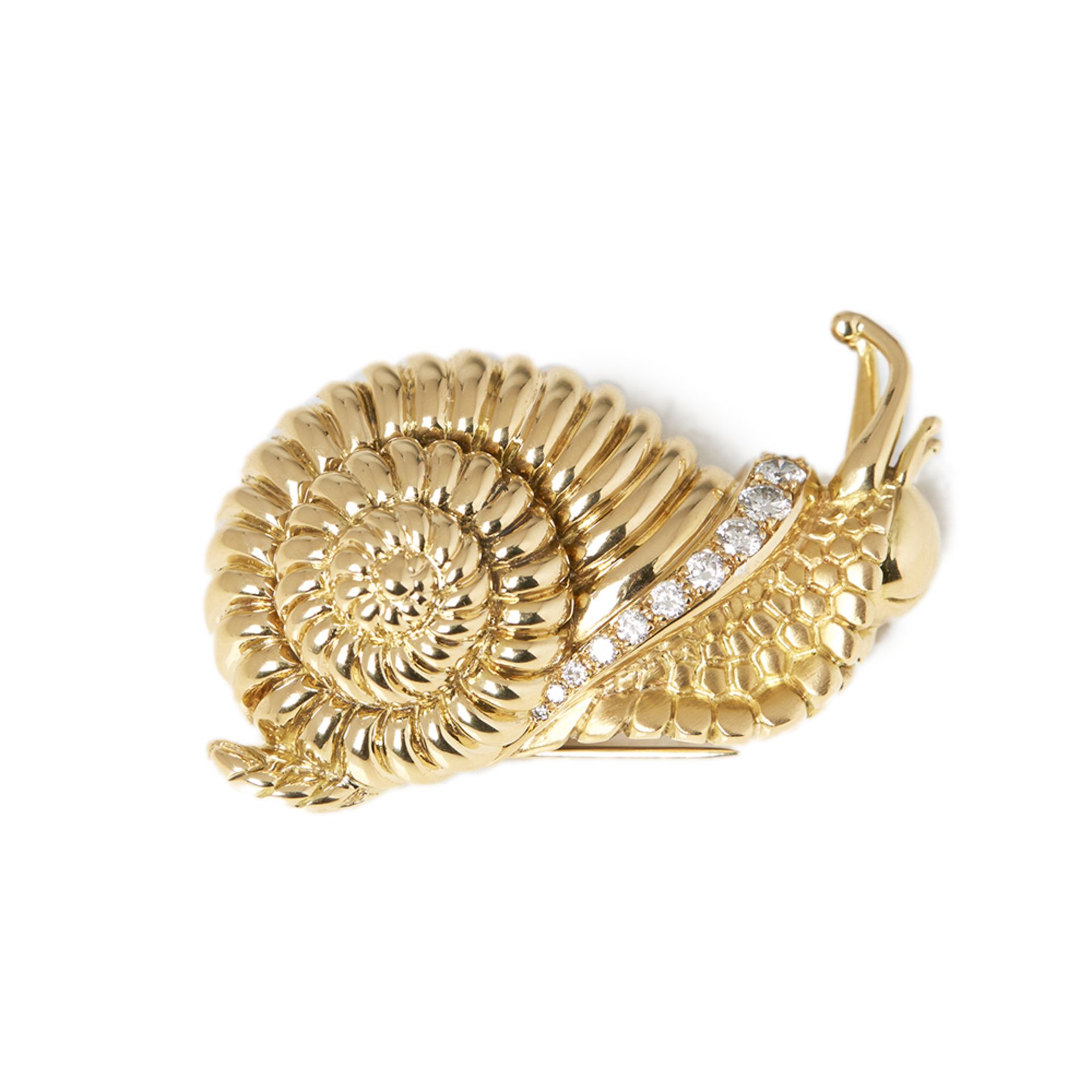 René Boivin 18k Yellow Gold Diamond Vintage Snail Brooch - Image 4 of 8