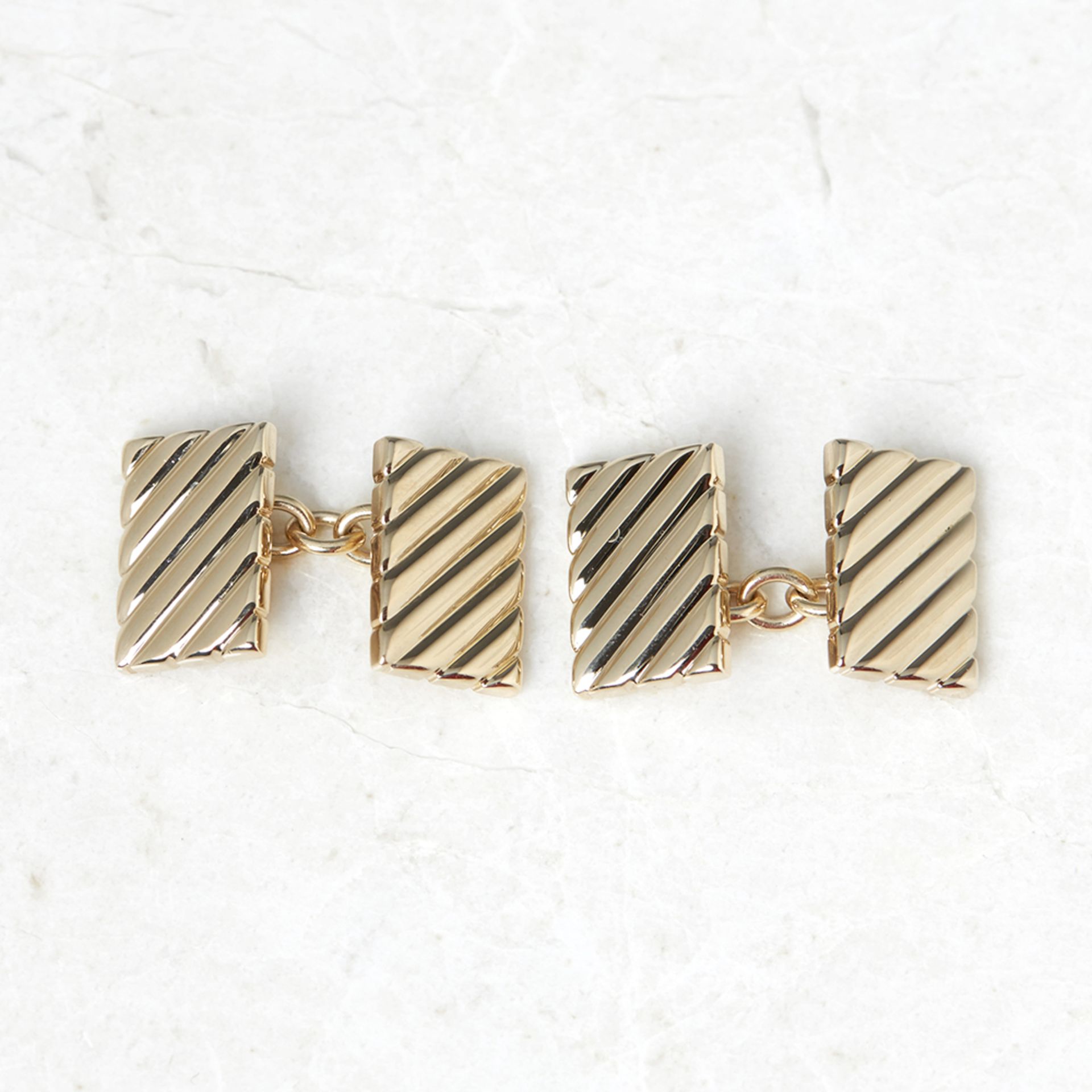 Tiffany & Co. 14k Yellow Gold Stripe Design Retro Cufflinks - Image 5 of 7