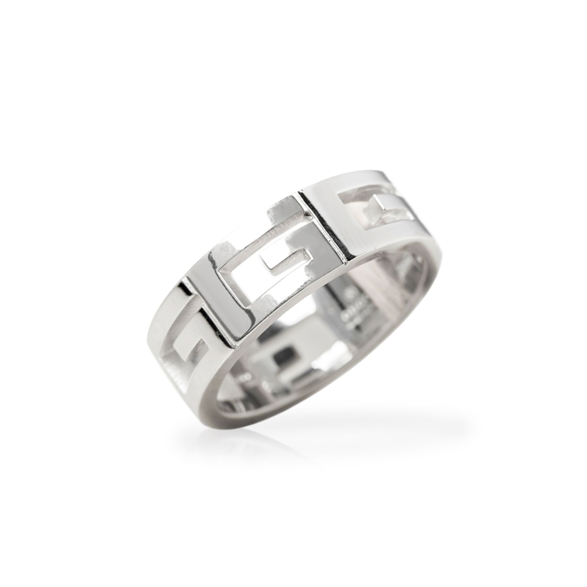 Gucci 18k White Gold G Logo Design Band Ring