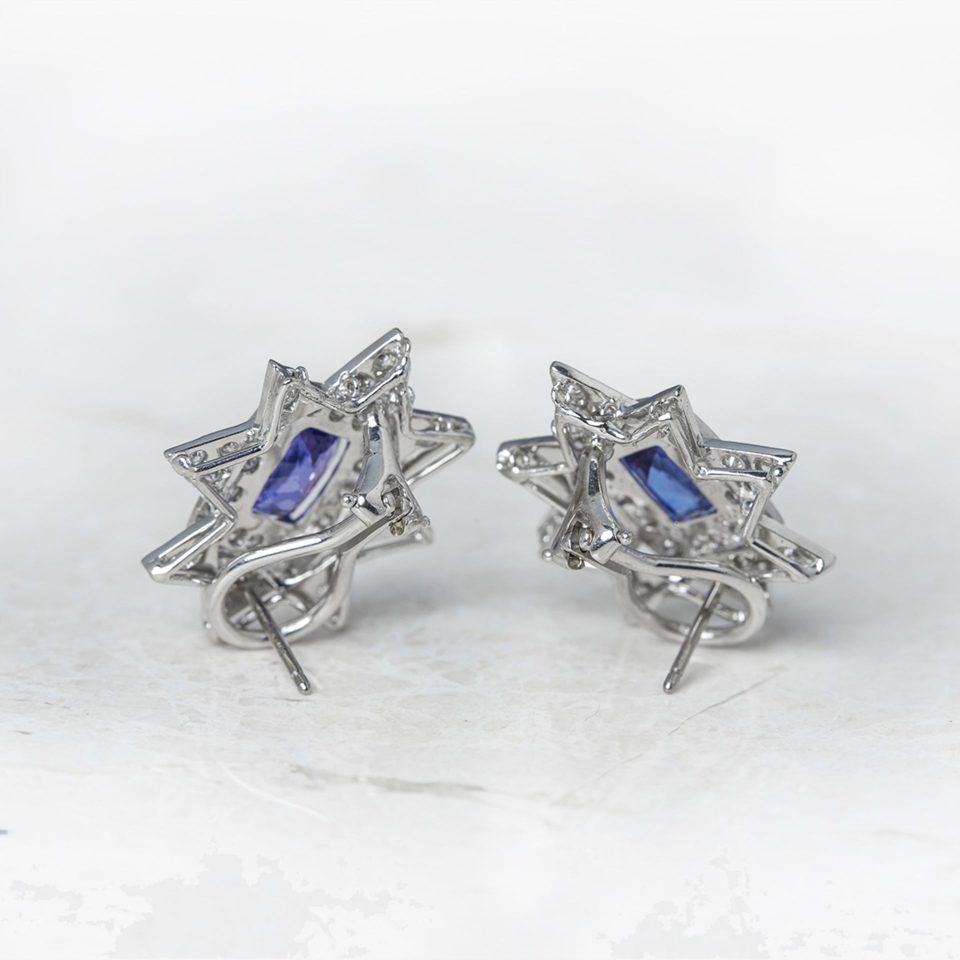 18k White Gold Tanzanite & Diamond Star Design Earrings - Image 4 of 6