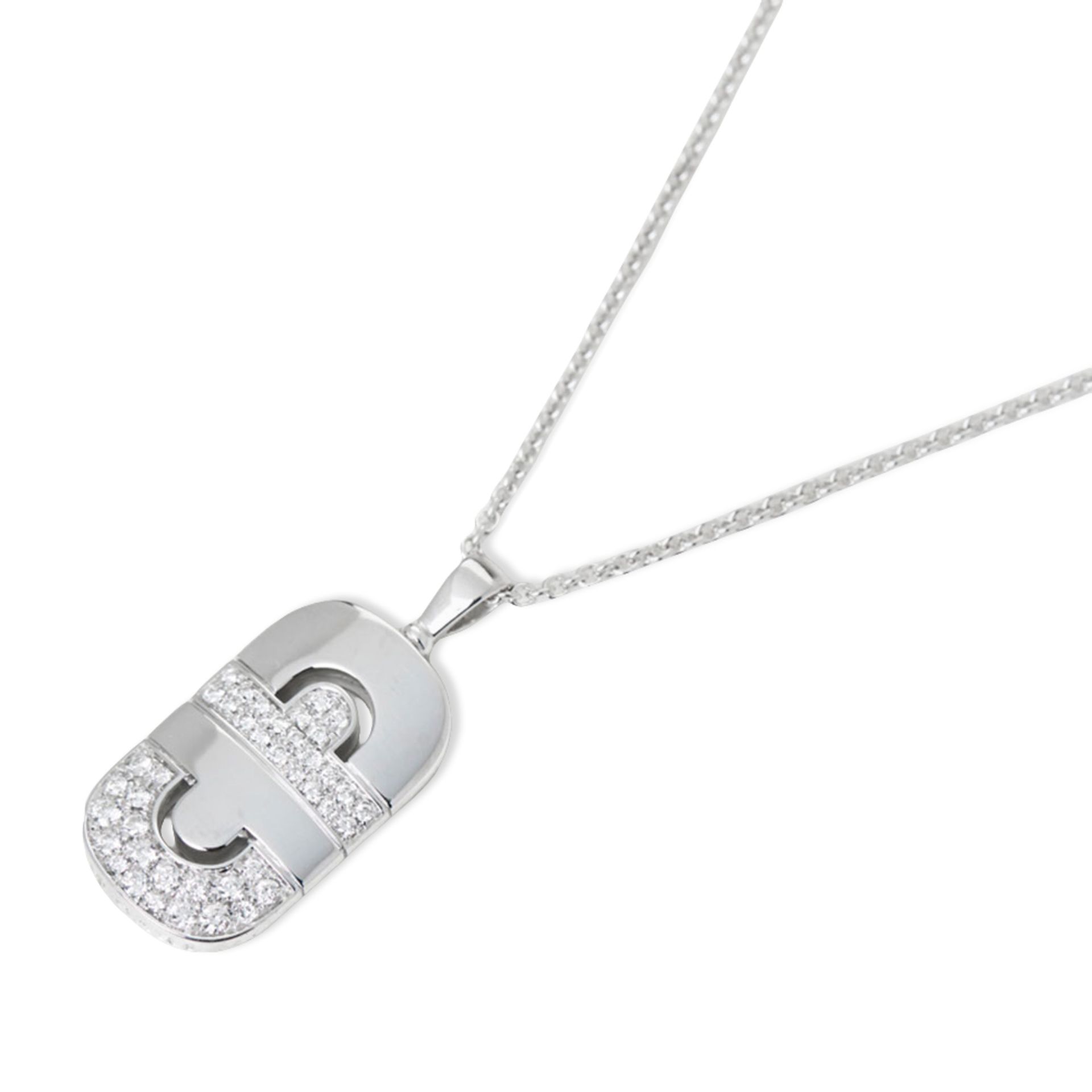 Bulgari 18k White Gold Diamond Parentesi Pendant Necklace