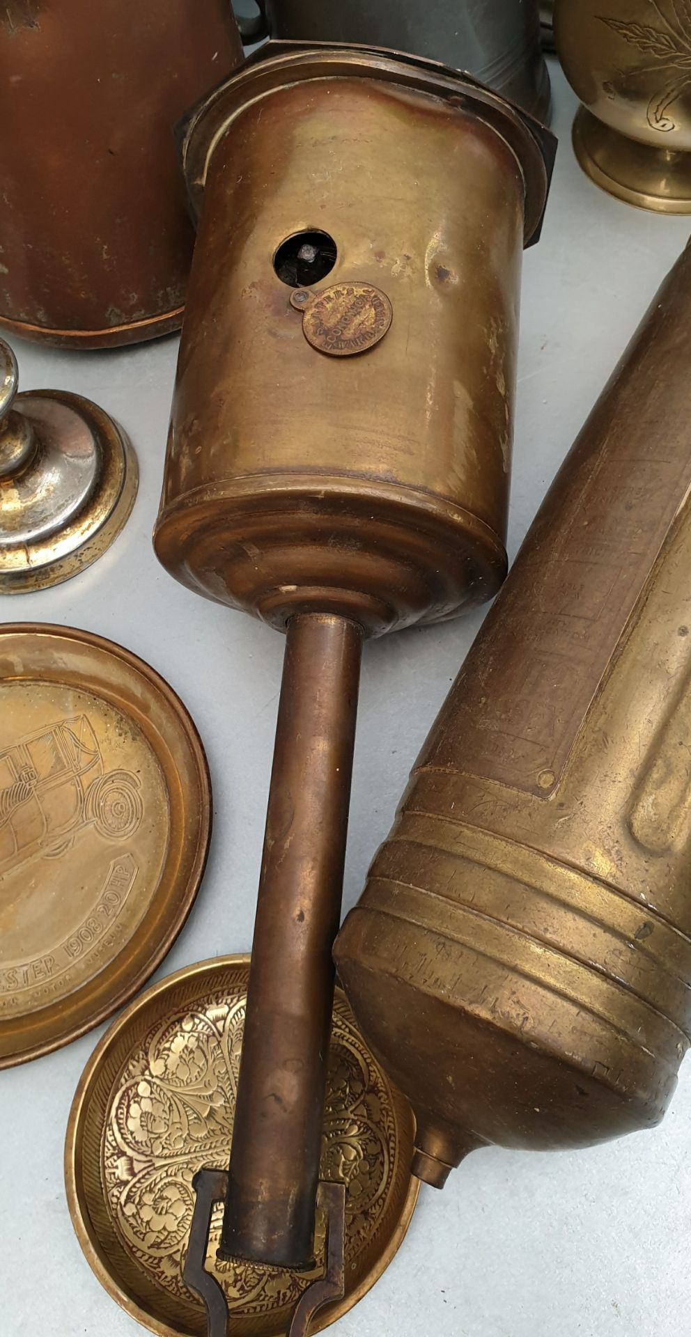 Antique Vintage Assorted Parcel of Brass Copper Pewter & Glass Items - Image 4 of 6