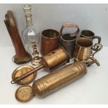 Antique Vintage Assorted Parcel of Brass Copper Pewter & Glass Items