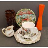 Vintage Studio Glass & China With Hunting Scenes