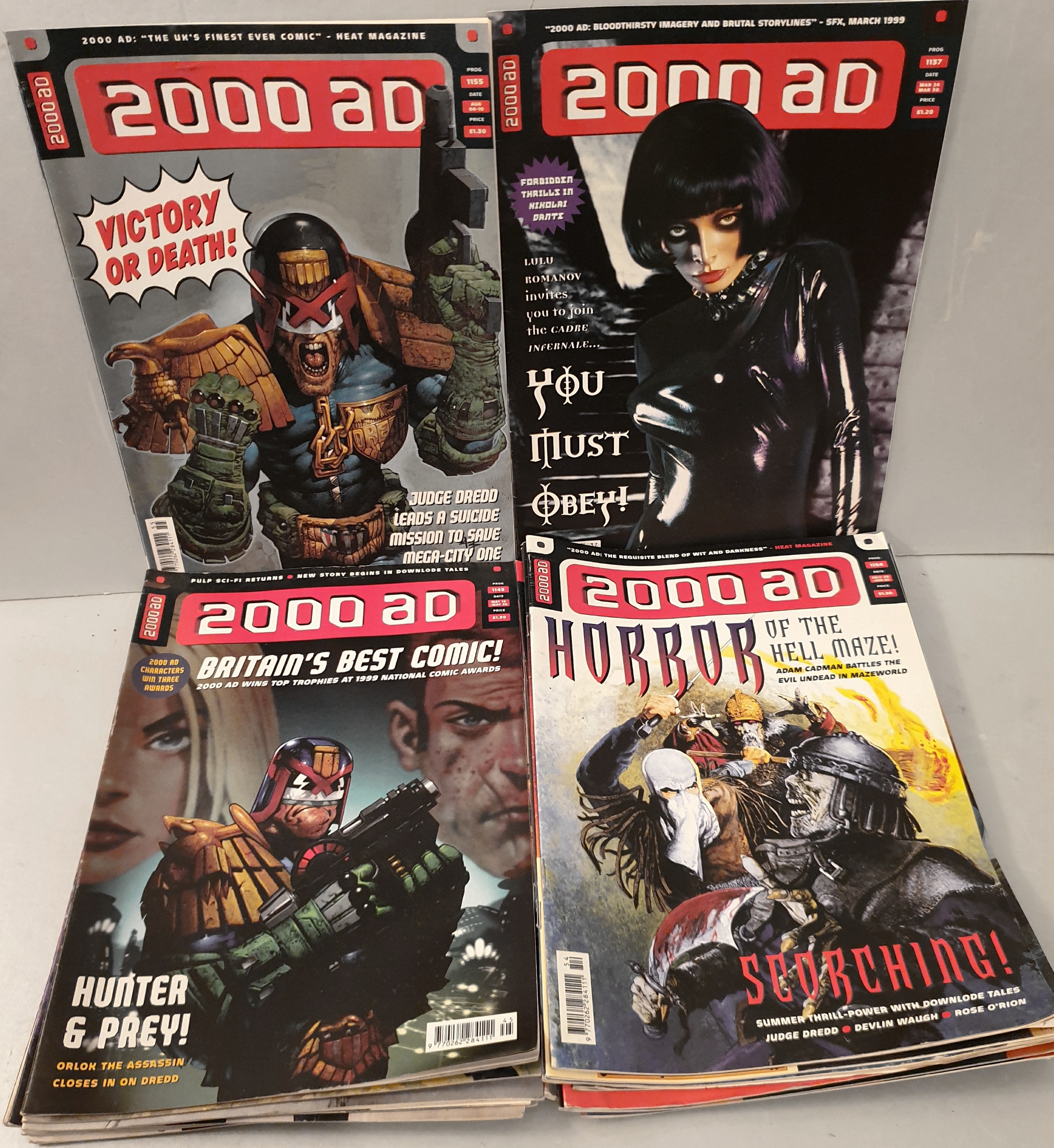 Vintage Parcel of 20 Collectable Comics 2000 AD Judge Dredd Issues 1136 to 1155