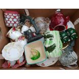 Vintage Retro Box of Assorted China & Retro Glass