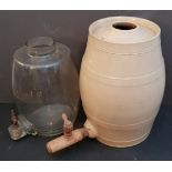 Antique Vintage Water Storage Jars One Ceramic One Glass