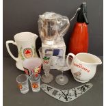 Vintage Retro Box of Assorted Brewery Related China & Glass Includes Babycham