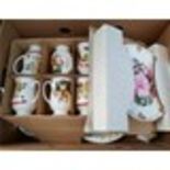 Vintage Retro Banana Box of Assorted China Includes Breakfast Service & Boxed Cat Cups NO RESERVE