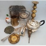 Antique Collection Brass & EPNS Includes Glass Biscuit Barrel & Candle Stick