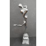 Antique Vintage Retro Chrome Silver Coloured Metal Naked Sporting Female Figure