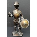 Antique Vintage Solid Brass Figure of a Knight 8 Inches Tall