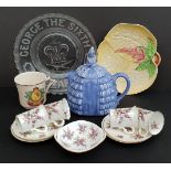 Antique Vintage Parcel of Commemorative Ware Tea Pot Hammersley Cups & Saucers & Carlton Ware